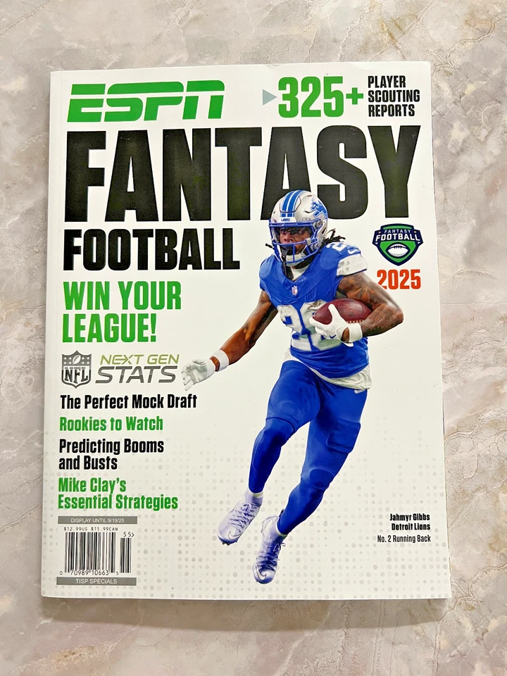 ESPN Fantasy Football 2025 Magazine Jahmyr Gibbs Detroit Lions Cover - Image 1 of 1