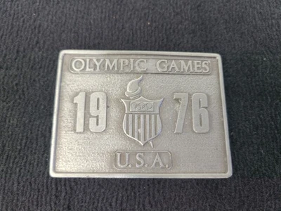Vintage 1976 Olympic Games USA Silver Brass Belt Buckle Bergamot Buckle Works - Image 1 of 4