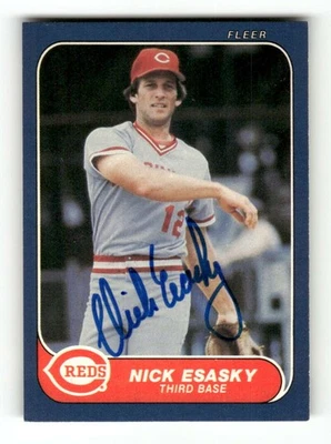 1986 Fleer   177 Nick Esasky signed auto autograph  crisp blue sharpie ASC BXCP5 - Image 1 of 2