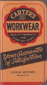 Carter's Workwear Savidge Bros. PA. Notebook Advertising 1965-66 Calendar - Picture 1 of 5