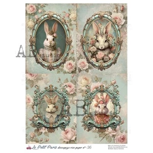 Victorian Rabbit Vignettes #2 | A4 Reispapier | Papier für Decoupage | AB Studios - Bild 1 von 4