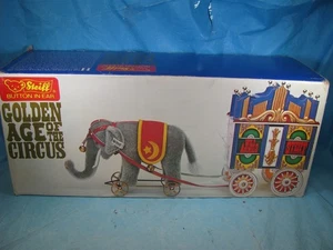 Steiff 1986 Edad de Oro del Circo Elefante con vagón - Excelente Estado - Imagen 1 de 13