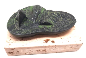 Leber Bronze mit Marmorstein laut Bildern ca. 10 x 6,5 cm - Bild 1 von 4