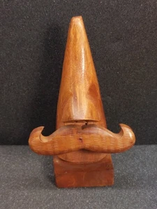 Vintage Hand Carved Wood Nose Mustache Eyeglass Spectacles Glasses Holder - Picture 1 of 5