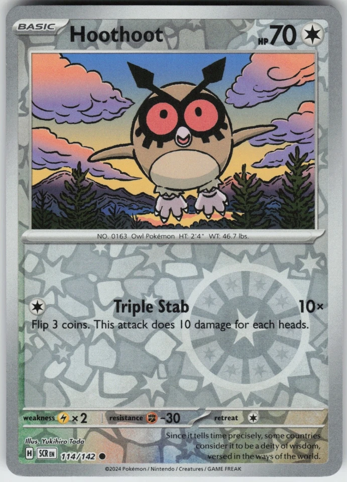 PO-01 Reverse Holo Hoothoot 114/142 Common SV07: Stellar Crown - Image 1 of 1