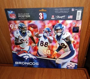 NFL Denver Broncos Football 3D Player Poster 12x9" - MILLER/WARE/THOMAS - New - Picture 1 of 5
