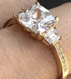 GOLD 14k RING Yellow princess cz Engagement carat fine jewelry 7 6 8 - Picture 1 of 2