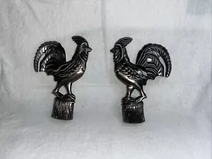 Rooster Pair Of Curtain Rod Finials, Metal 5” 2 in The Set - Picture 1 of 6