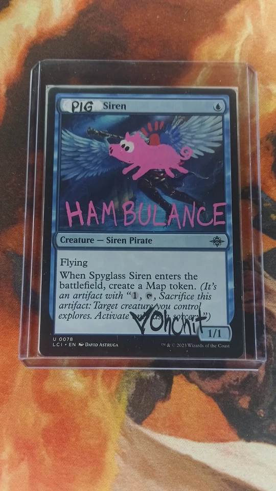 MTG Spyglass Siren Custom Alter By Artist OhChit "Pig Siren" "HAMBULANCE" - Image 1 of 1