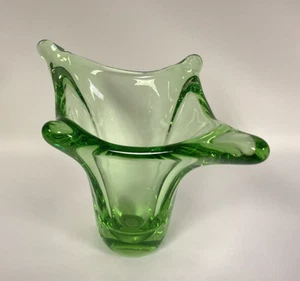 Vintage 60er grüne asymmetrische Glasschale Nils Lindberg signiert Orrefors Schweden - Bild 1 von 9