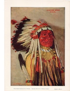 Kicking-Bear Sioux Series A. No.21 Print by E. A. BURBANK ~ N PACIFIC RAILWAY  - Picture 1 of 2