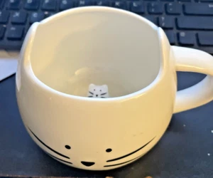 Kätzchen Katze Gesicht weiß Keramik Kaffeebecher Tasse mit einer kleinen Maus? In The Bottom - Bild 1 von 10