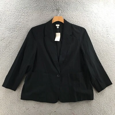 A New Day Blazer Jacket Womens 1X Black Notch Lapel Long Sleeve Front Pocket NEW - Image 1 of 4