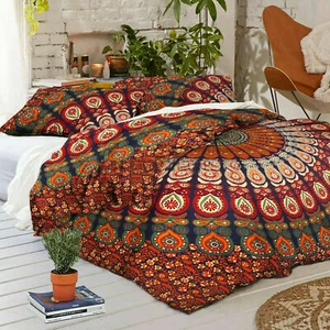 Elephant Mandala Hippie Gypsy Indian Quilt Duvet Cover Bedding Set & Pillow Boho - Picture 1 of 33