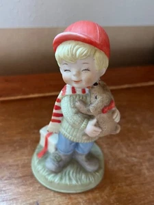 Vintage Cherished Memories by Steve Smock Little Boy w Christmas Gift Puppy Dog - Picture 1 of 7