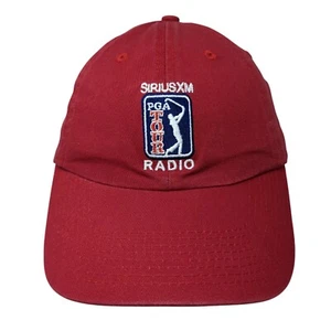 PGA Tour Siriusxm Radio Slideback Golf Hat Red OS Adjustable 6 Panel Fahrenheit - Picture 1 of 8