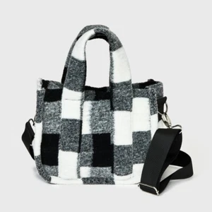 Girls' Checker Mini Crossbody Tote - art class Black - Picture 1 of 1