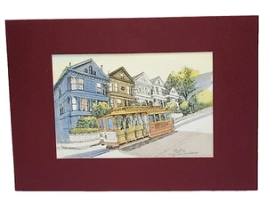 San Francisco Hyde St. Cable Car Eileen David signierter handkolorierter mattierter Druck - Bild 1 von 19