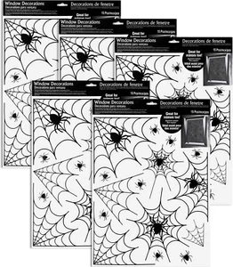 5 Sheets Halloween Window Stickers Wall Decoration Set Spider Web Design Window - Picture 1 of 12