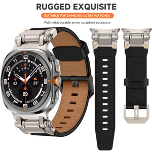 Cinturino Vera Pelle per Galaxy Watch Ultra 47mm Connettore Metallo Resistente Durevole - Foto 1 di 33