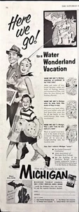 Michigan Tourist Council Water Wonderland Vacation Vintage Print Ad 1955 - Bild 1 von 5