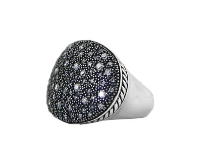 ANILLO DAVID YURMAN PLATA ESTERLINA GRANDE OVALADO DIAMANTE ESTRELLA 0.92 TALLA 7 NUEVO 17R Foto 1 de 4