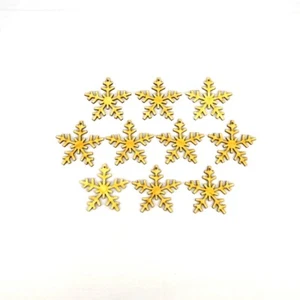10 Schneeflocken aus Holz, 6cm, Weihnachtsdeko, Geschenk, Tischdeko, mit Loch - Bild 1 von 2