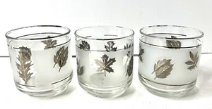 LIBBEY Silver Leaf Rocks/Whiskey/Lowball mattiert Bargeschirr Gläser MCM Set 3 - Bild 1 von 5