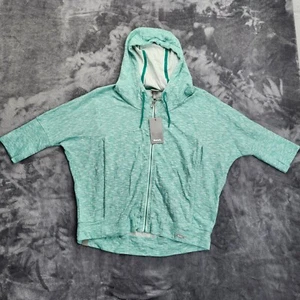 Bench Urbanwear Womens Teal Zip up Hoodie Dolman 3/4 sleeve Small - Picture 1 of 9