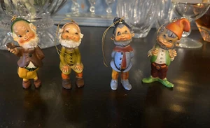 4 Vtg Dwarves Christmas Ornaments Hong Kong Each Different - Picture 1 of 6