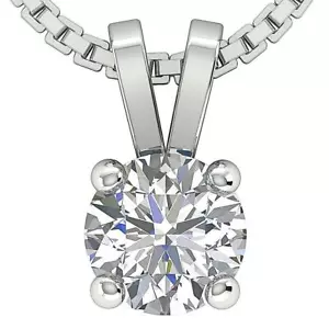 Solitaire Pendant Natural SI1 G 0.50Carat Diamond White Gold Appraisal Prong Set - Picture 1 of 4