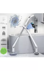 Electric Spin Scrubber Cordless Power Cleaning Brush With Extension Arm And 5 Re - Picture 1 of 2