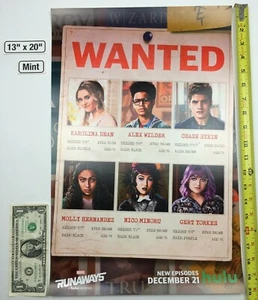 Marvel Runaways WANTED 13 x 20 Poster 2018 NYCC hulu - Picture 1 of 6