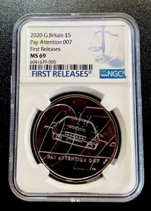 2020 GREAT BRITAIN 5 Pounds NGC MS69 007 James Bond Pay Attention British A++++ - Picture 1 of 2
