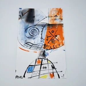 Gatto arrugginito astratto dipinto originale su carta dell'artista newyorkese PUKE - Foto 1 di 3
