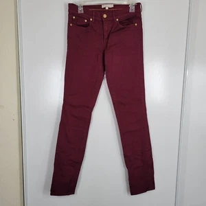 Pantalones de mezclilla Tory Burch súper ajustados borgoña para mujer talla 28 otoño de moda - Imagen 1 de 11