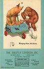 Postcard Lawson Wood Monkey &amp; Pigs, Arotex Co., Wichita, Kansas 1939 Calendar