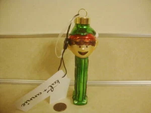 Holiday Glass Ornament PEZ SANTA ELF Candy Container Style Sparkles Kat & Annie! - Picture 1 of 5