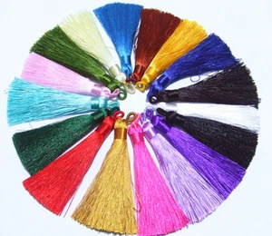 2pz nappine  in poliestere 8cmx9mm bijoux orecchini collana vari colori  - Foto 1 di 19