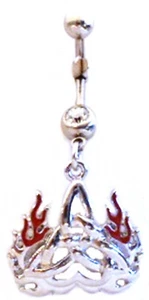 Belly Ring Gothic Tribal Tattoo Flaming Celtic Knot Dangle Naval Steel - Picture 1 of 3