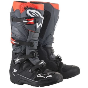 Alpinestars Motocross Boots Tech 7 Enduro UK8 EU43 Black Grey Flo Red MX - Picture 1 of 6