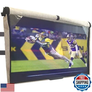 Outdoor TV Cover 70-75 inch - WITH FRONT FLAP - BEIGE - Weatherproof, Waterpr - Picture 1 of 5