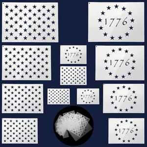 Anley 12 Stück Amerikanische Flagge Schablonen Set 50 Sterne & 1776 Betsy Ross Flagge Vorlage - Bild 1 von 6