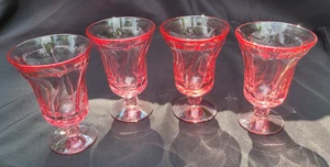 SET LOT of 4 Vintage Fostoria Jamestown Pink Iced Tea Footed Glasses Goblets 6" - Picture 1 of 10