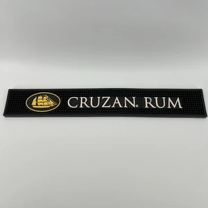 Cruzan Rum Rectangular Rail Rubber Bar Mat 23” X 3.5” Yellow Black Preowned - Picture 1 of 3