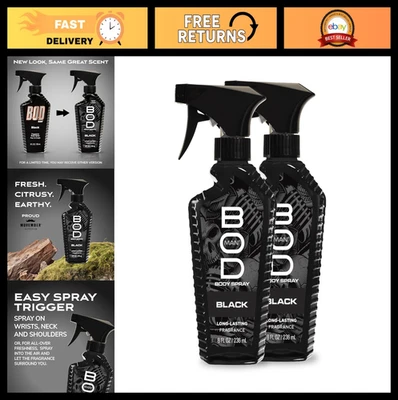 Spray Corporal Masculino, Fragrância Preta, 8 fl oz - Pacote com 2, Perfume de Longa Duração - Imagem 1 de 4