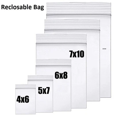 HEAVY DUTY 4 Mil Clear Zipper Seal Bags Reclosable Plastic Jewelry 4Mil Bag - Image 1 of 4