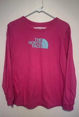 Женская футболка с логотипом The North Face XL ярко-розовая с длинным рукавом хлопок - Изображение 1 из 4