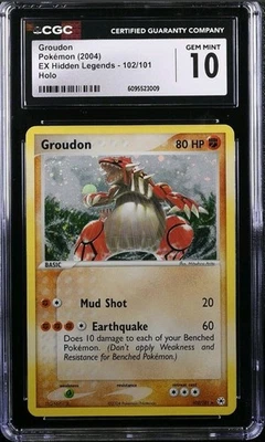 Pokémon Groudon 102/101 Holo Secret Rare EX Hidden Legends CGC 10 GEM MINT - Image 1 of 3