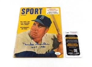 Revista deportiva firmada por Duke Snider con inscripción Salón de la fama 1980 1957 Dodgers JSA automática - Imagen 1 de 3